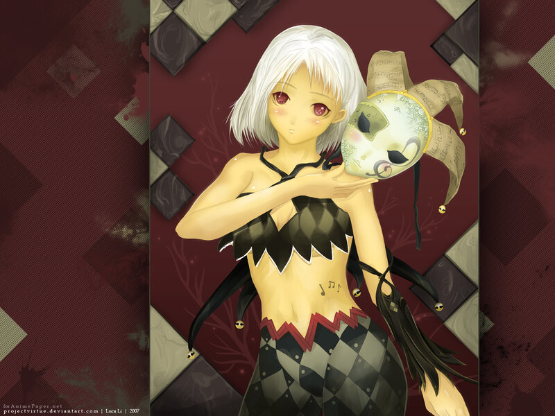 anime girl with jester mask