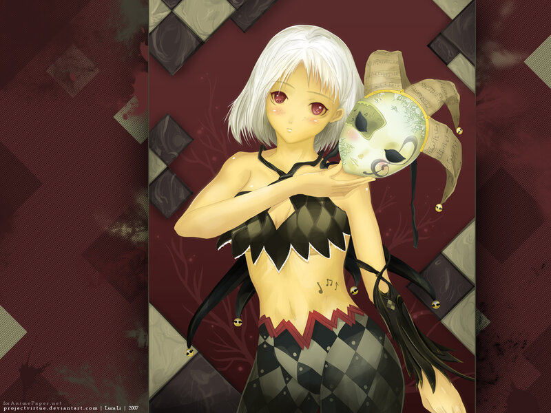 anime girl with jester mask