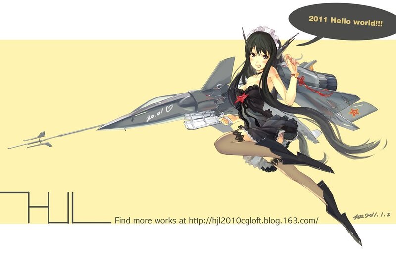 anime girl with jet fighter