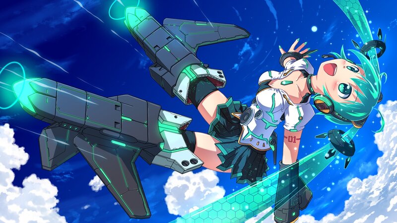 Anime Girl with Jetpack — Blue, Dynamic