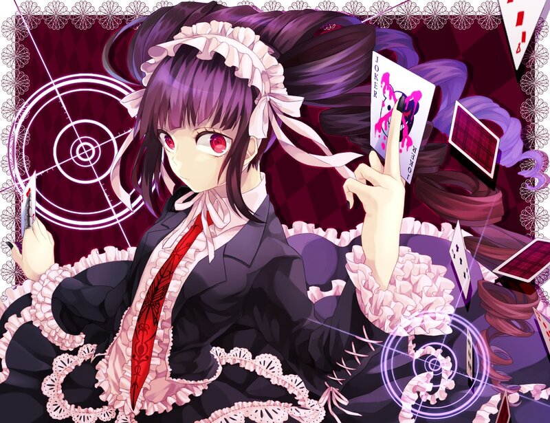 anime girl with joker cards