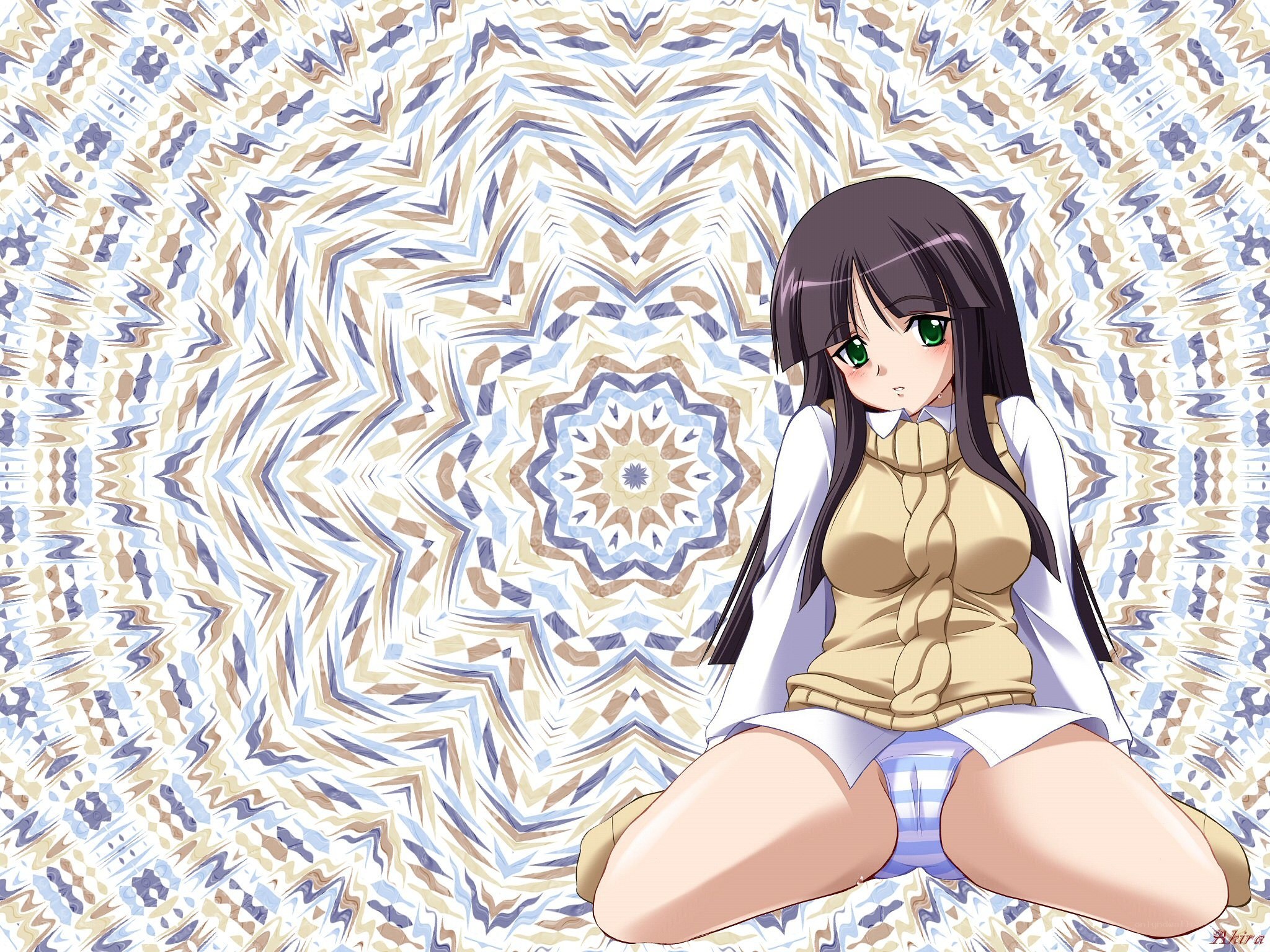 anime girl with kaleidoscopic background