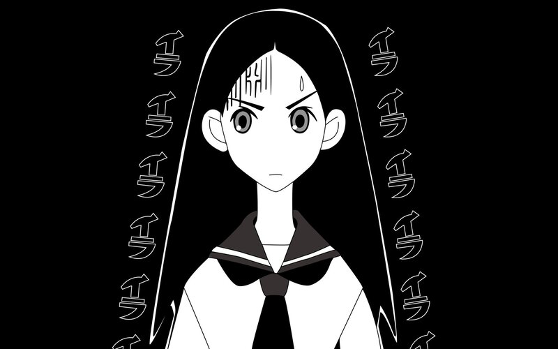 anime girl with kanji symbols