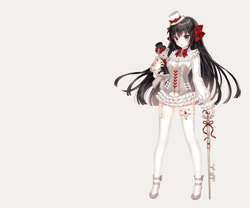 Anime Girl with Key — White, Calm