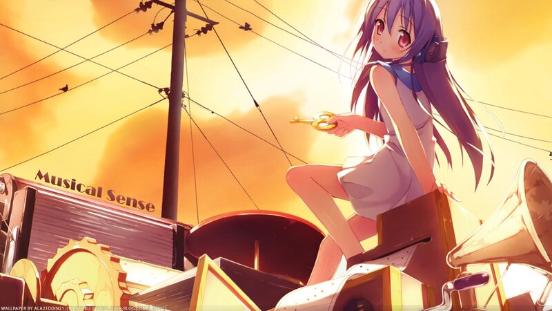 Anime Girl with Key — Yellow