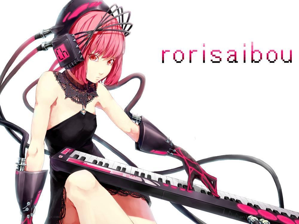 Anime girl with keyboard