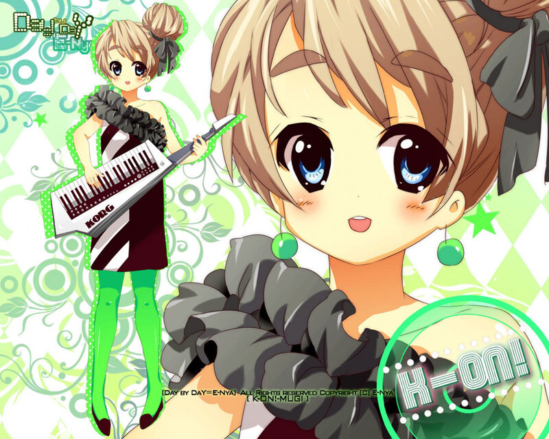 Anime Girl with Keyboard — Green