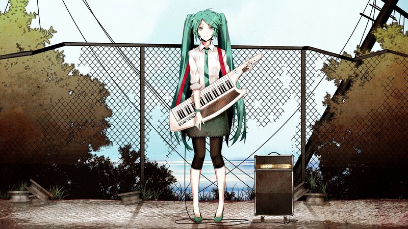 Anime girl with keyboard instrument