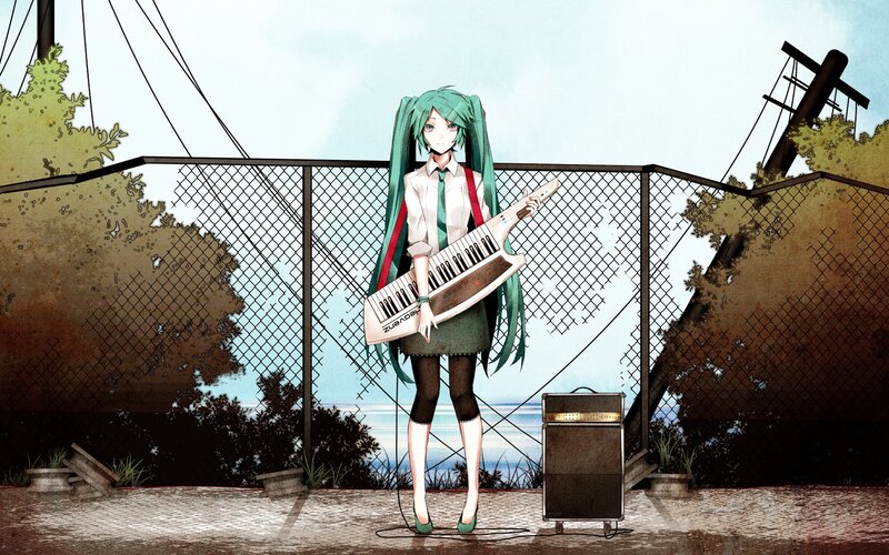 Anime girl with keyboard instrument