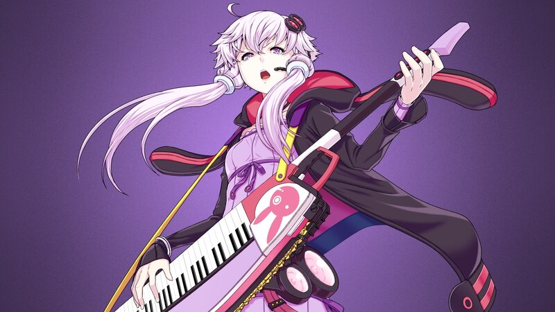 Anime Girl with Keyboard — Purple