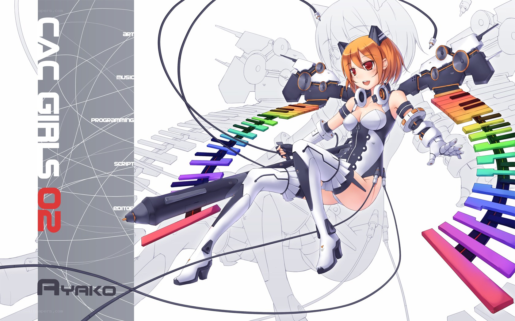 Anime girl with keyboard wings