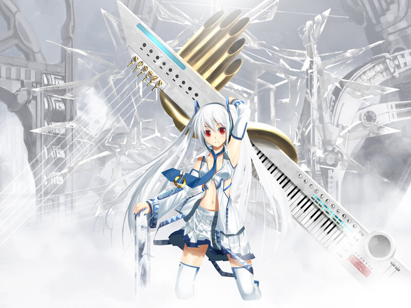 anime girl with keyboard wings