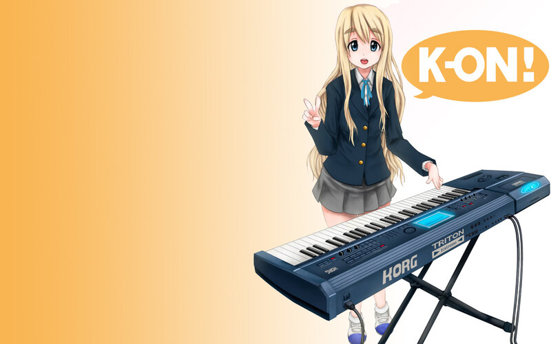 Anime Girl with Keyboard — Yellow