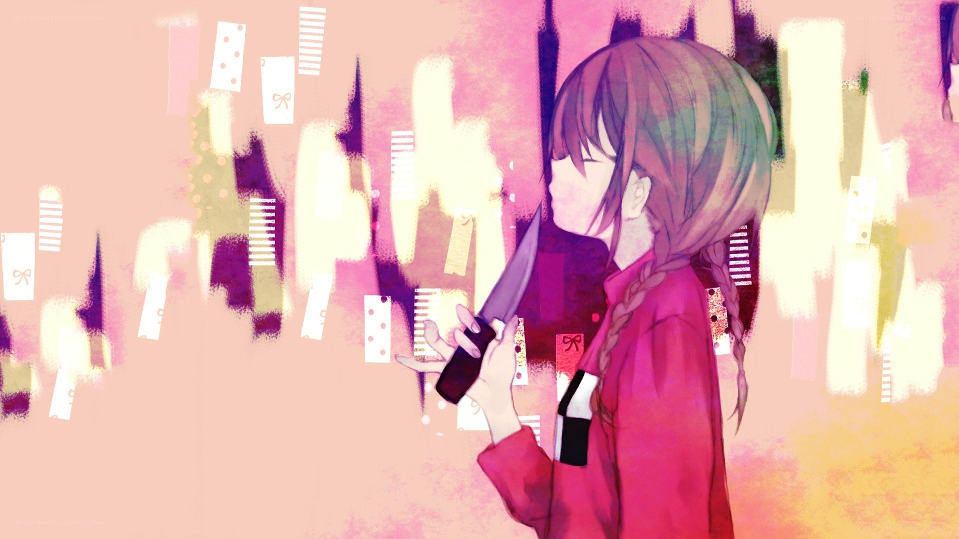 anime girl with knife