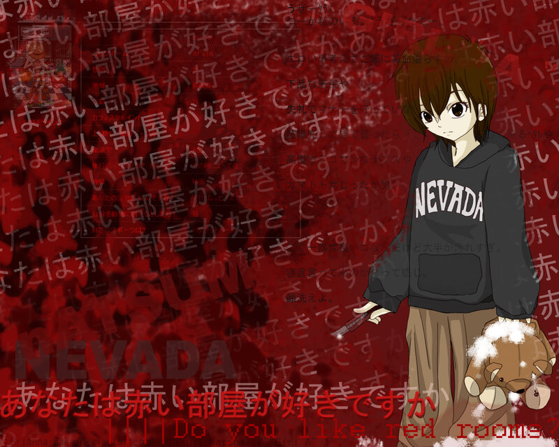 Anime girl with knife and teddy bear
