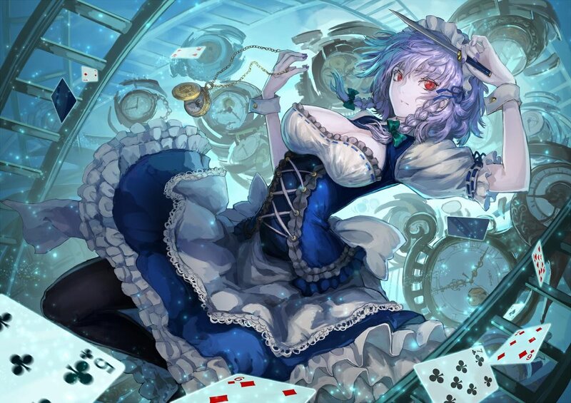 Anime Girl with Knife — Blue, Chaotic