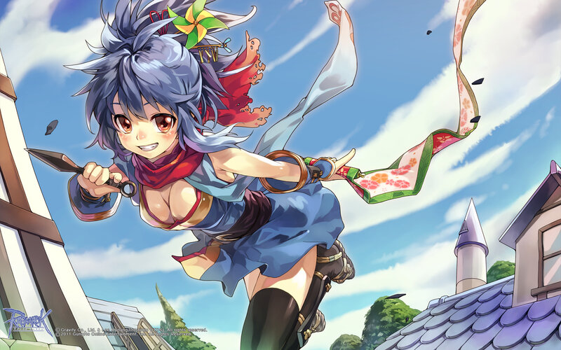 Anime Girl with Knife — Blue, Dynamic