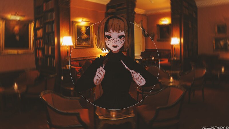 Anime Girl with Knife — Brown, Dramatic, Night