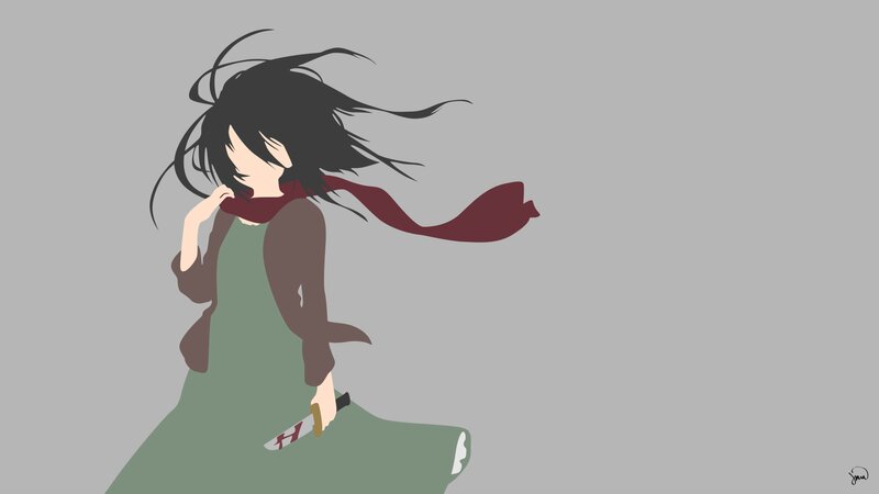 Anime Girl with Knife — Gray, Dramatic