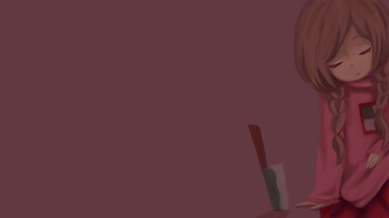 Anime Girl with Knife — Maroon