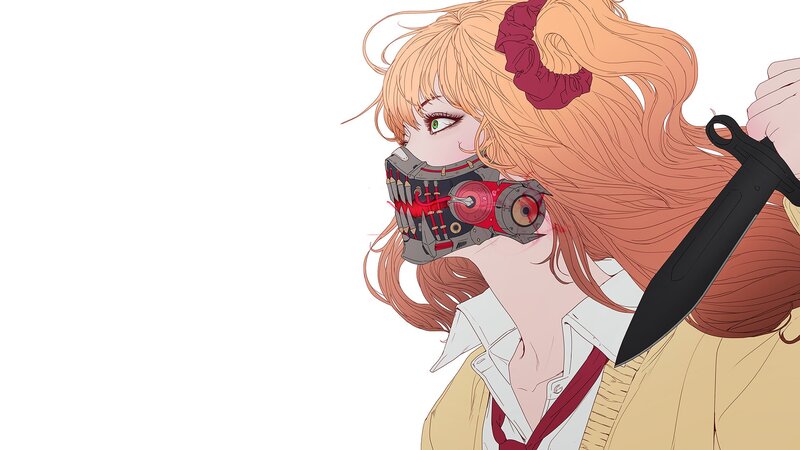 Anime Girl with Knife — Orange