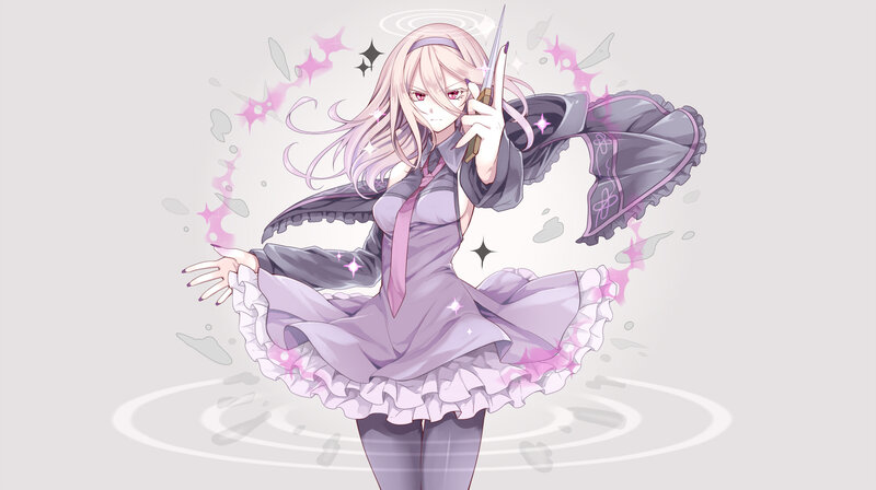 Anime Girl with Knife — Purple, Dramatic, Magic