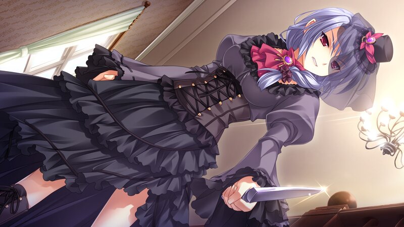 Anime Girl with Knife — Purple