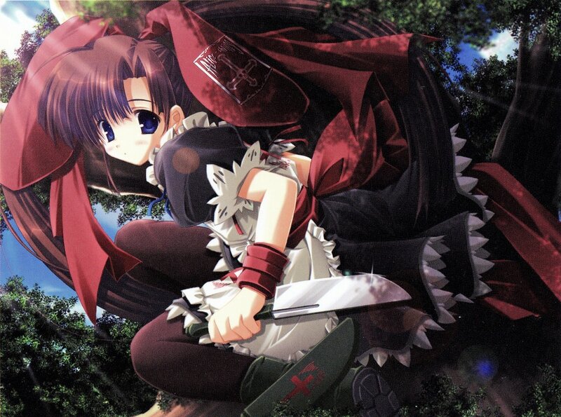Anime Girl with Knife — Red, Dramatic