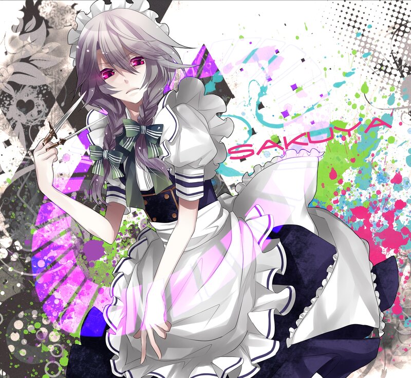 Anime Girl with Knife — White, Dramatic, Digital Art