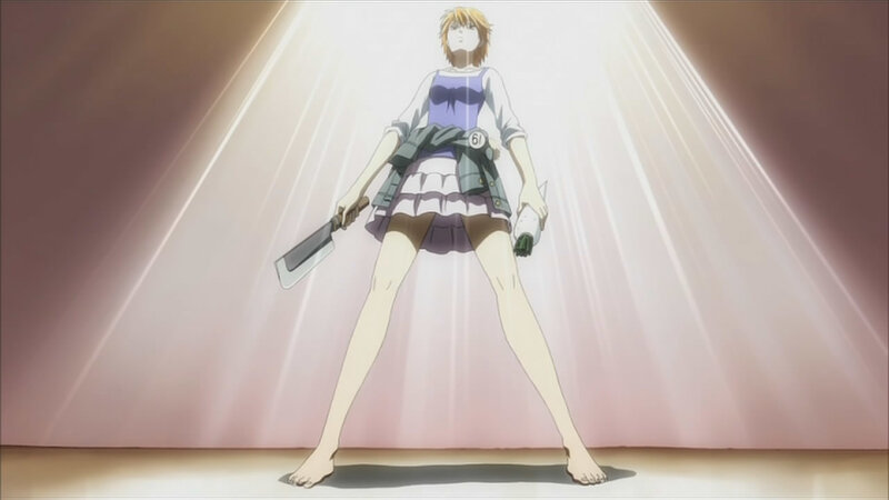 Anime Girl with Knife — White