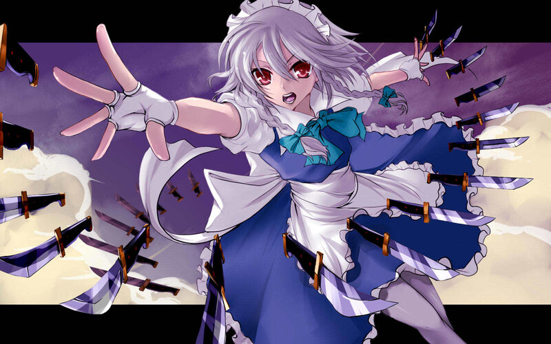 anime girl with knives