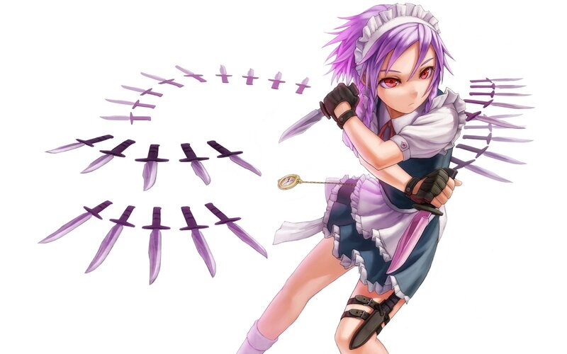 anime girl with knives