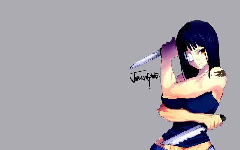 anime girl with knives