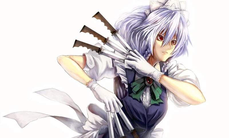 anime girl with knives