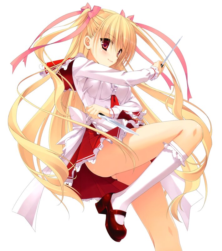 anime girl with knives