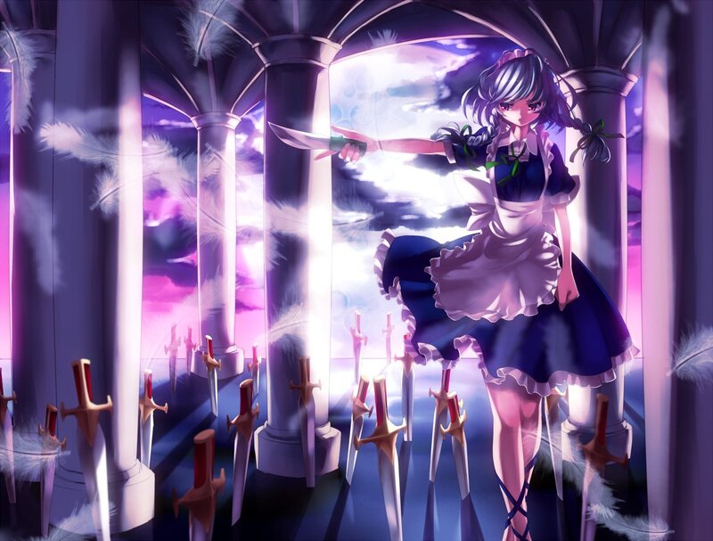 anime girl with knives