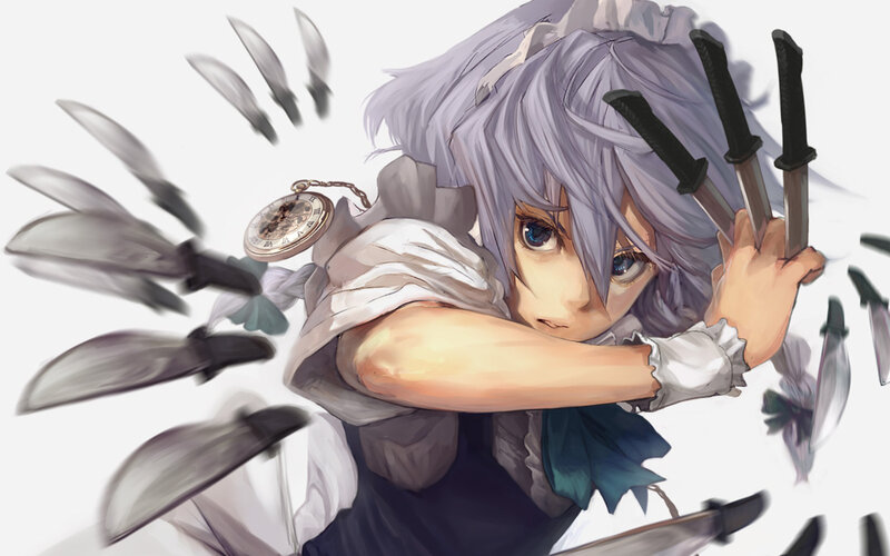 anime girl with knives