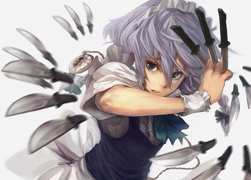 anime girl with knives