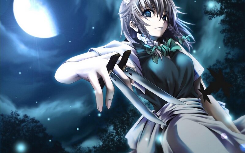 Anime Girl with Knives — Blue