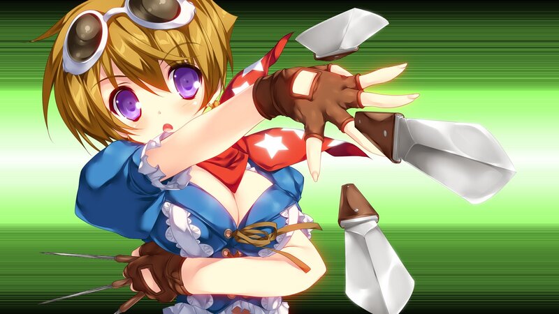 Anime Girl with Knives — Green, Action