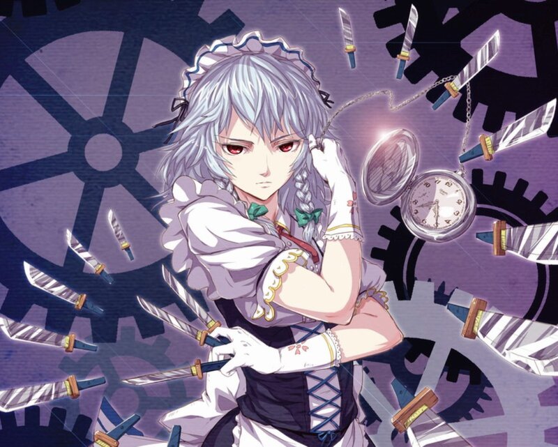 Anime Girl with Knives — Purple, Dramatic, Manga