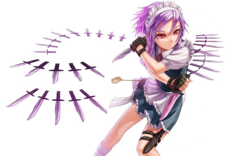 Anime Girl with Knives — Purple