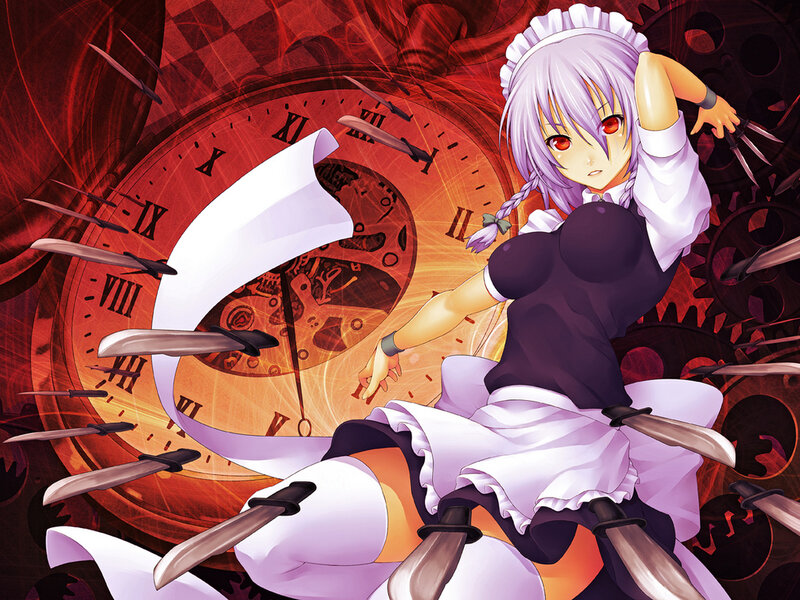 Anime Girl with Knives — Red, Dramatic, Manga