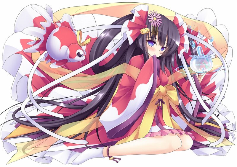 anime girl with koi fish