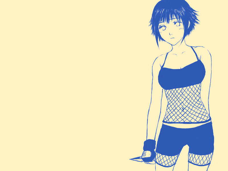 Anime Girl with Kunai — Blue
