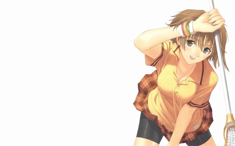 anime girl with lacrosse stick