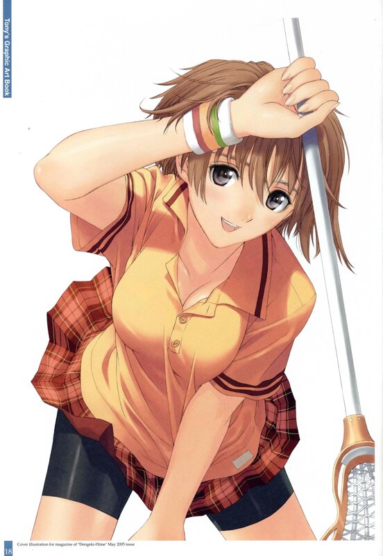 anime girl with lacrosse stick