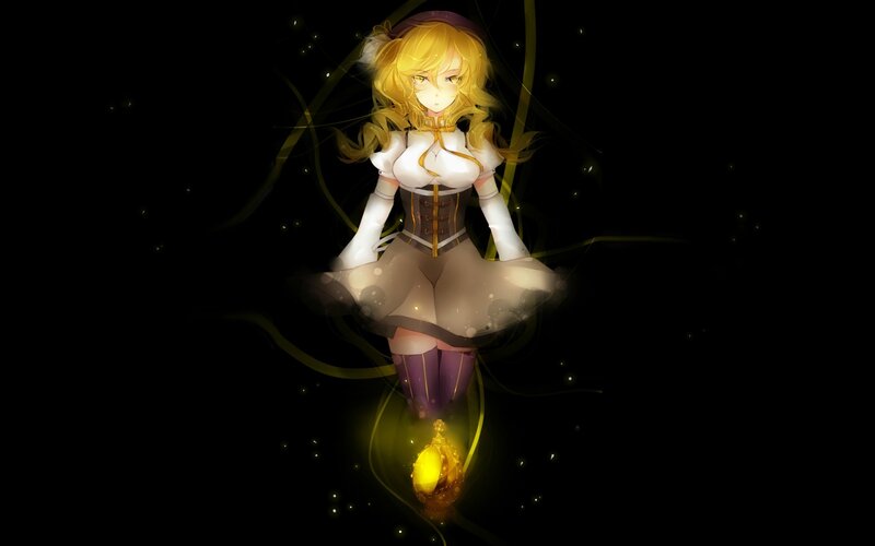 Anime Girl with Lantern — Black, Dramatic, Night