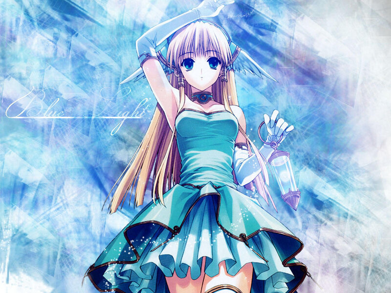 Anime Girl with Lantern — Blue, Ethereal