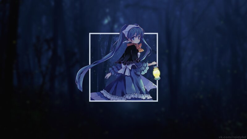 Anime Girl with Lantern — Blue, Mysterious, Night